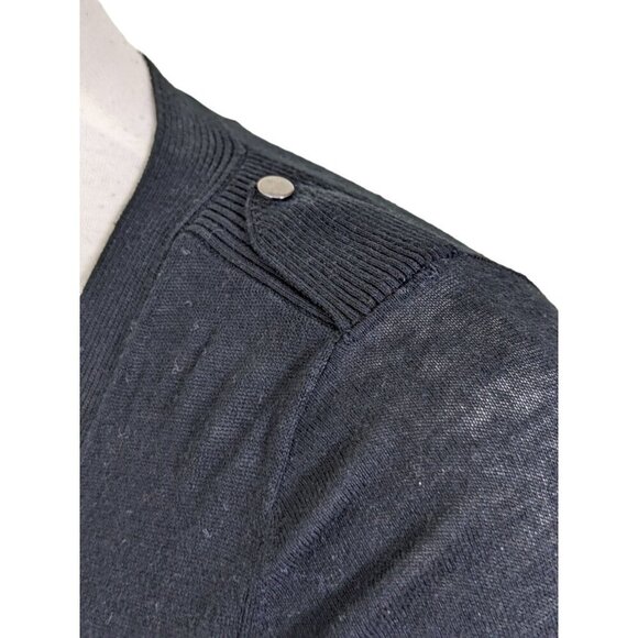 Club Monaco Cardigan Womens XS Black Button Pockets Epaulettes Silk Blend Light - Picture 4 of 6